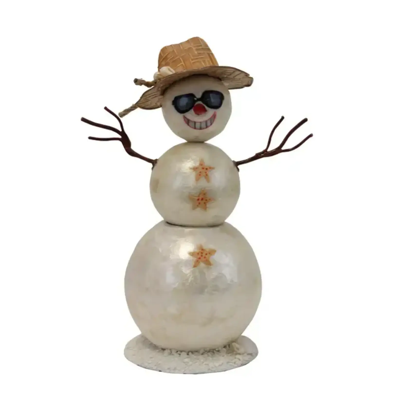 Beachcombers Christmas Capiz Snowman - Straw Hat
