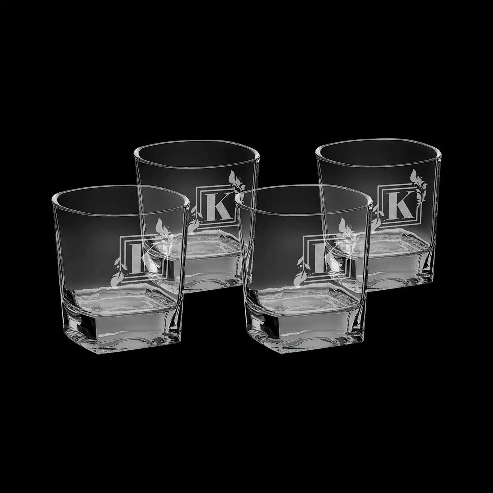 Prim In Proper Square Rocks Glass 8 oz Set of 4 w/Box
