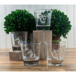Prim In Proper Square Rocks Glass 8 oz Set of 4 w/Box