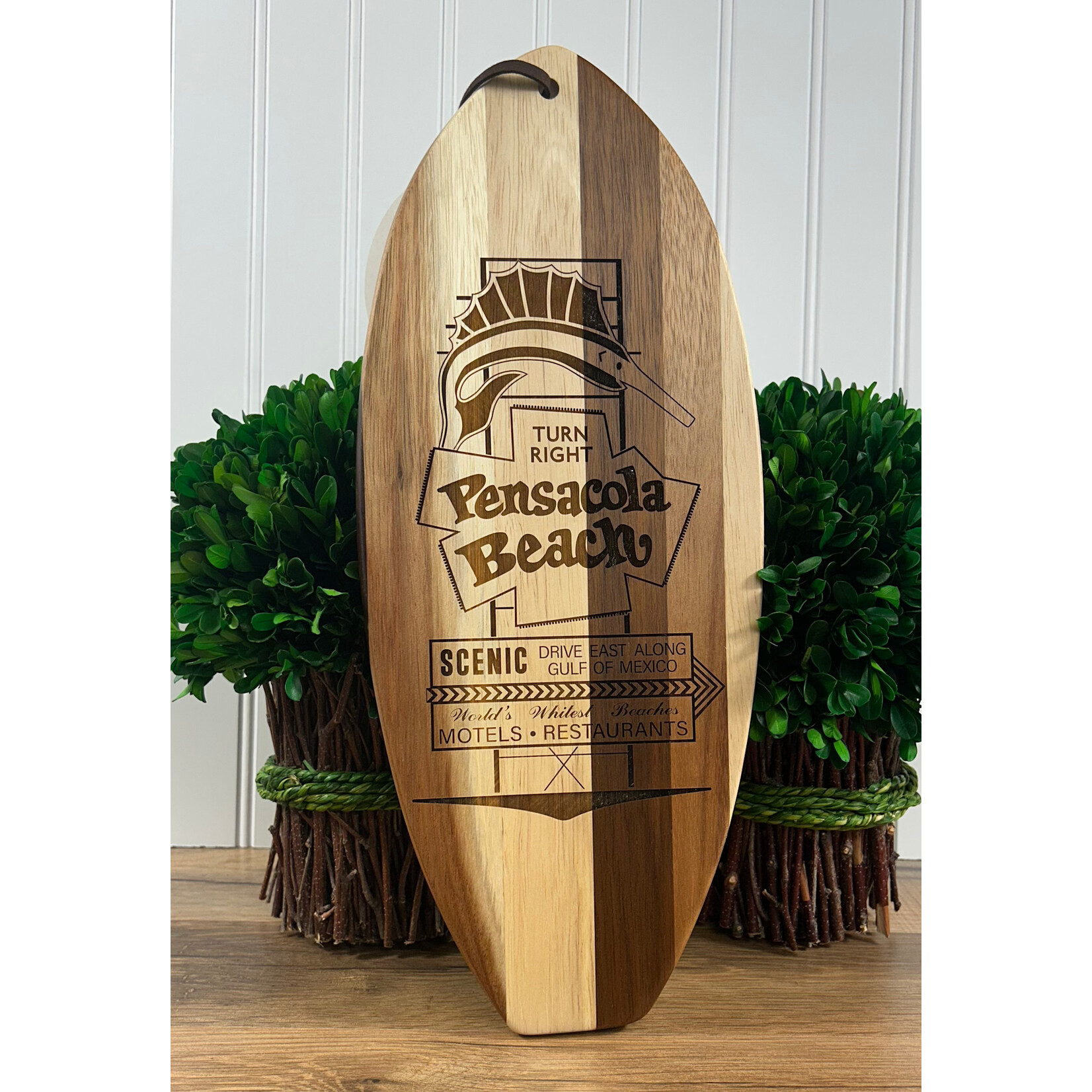 Totally Bamboo Shiplap Surfboard Serving Cutting Board  - PB Sign