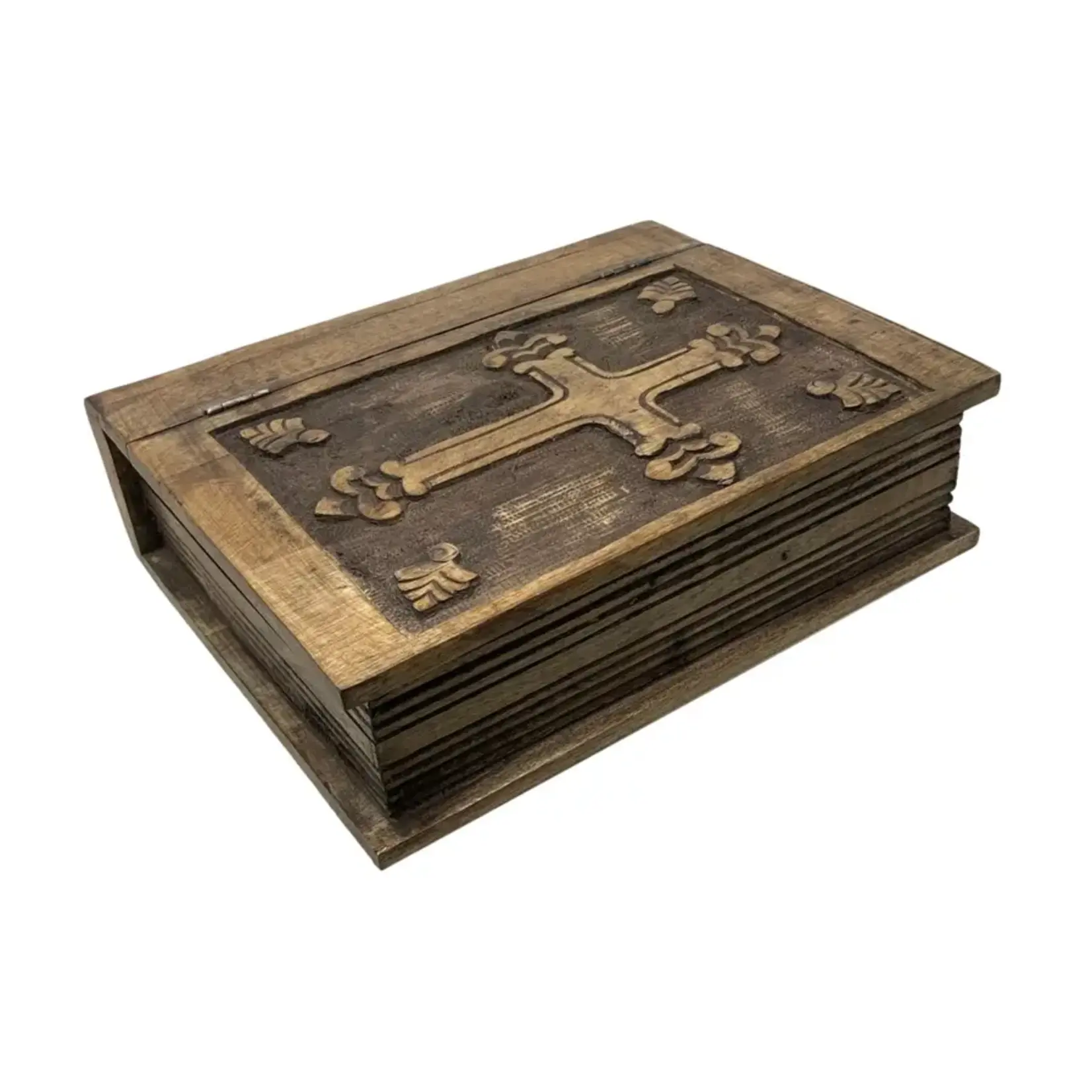 Wilco Home Hand-Carved Resurrection Cross Book Box