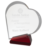 Prim In Proper Clear/Red Crystal Slant Heart Award 7.75"