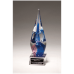 Prim In Proper Blue & Violet Art Glass Clear Base 10.5"