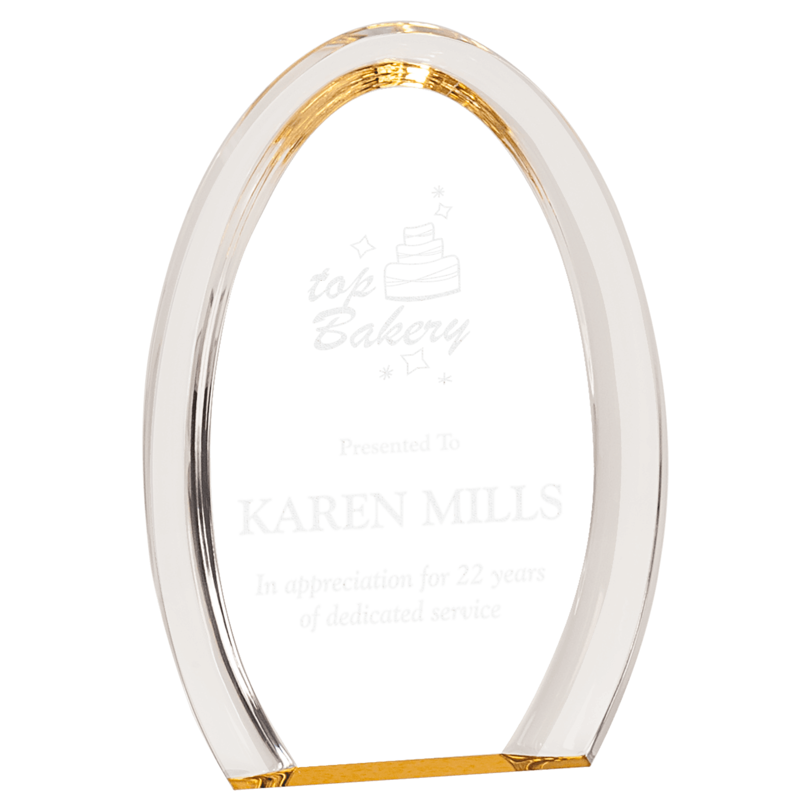 Prim In Proper Gold Oval Halo Acrylic Award