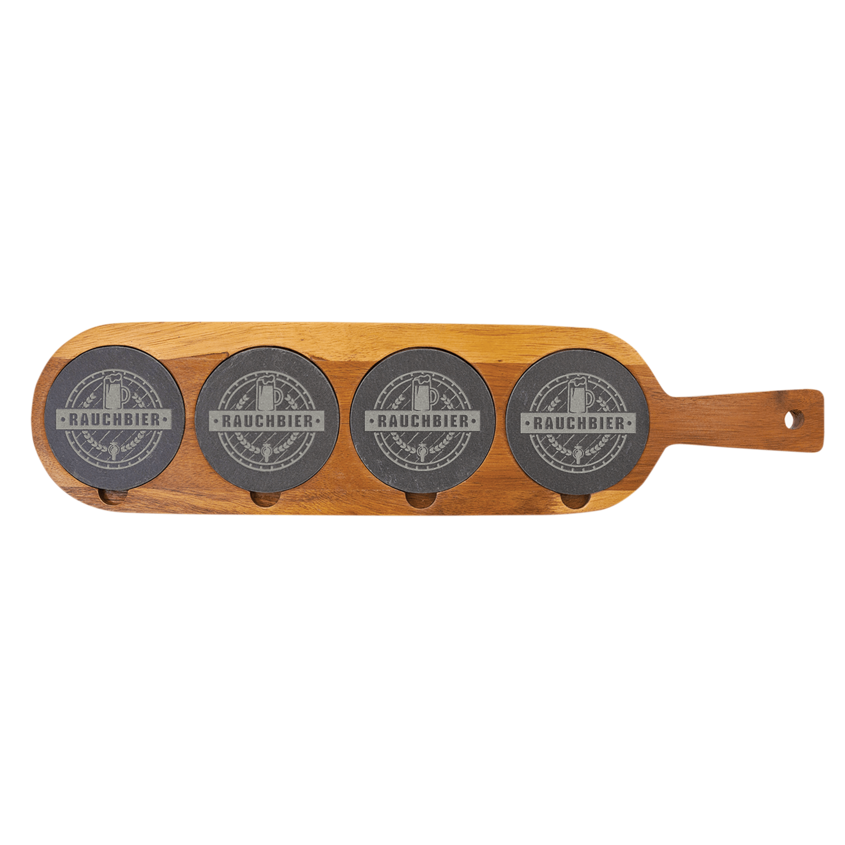 Prim In Proper Acacia Wood/Slate Coaster Serving Board 18.5 x 4.25