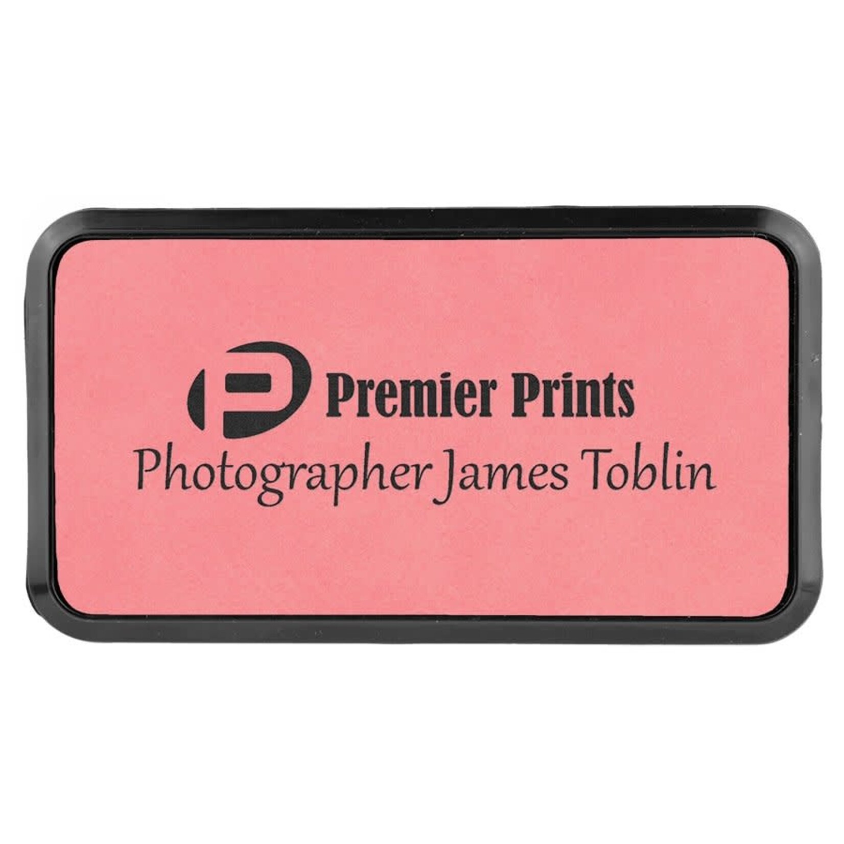 Prim In Proper Leatherette Name Badge Tag 3 x 1.5" w/Frame
