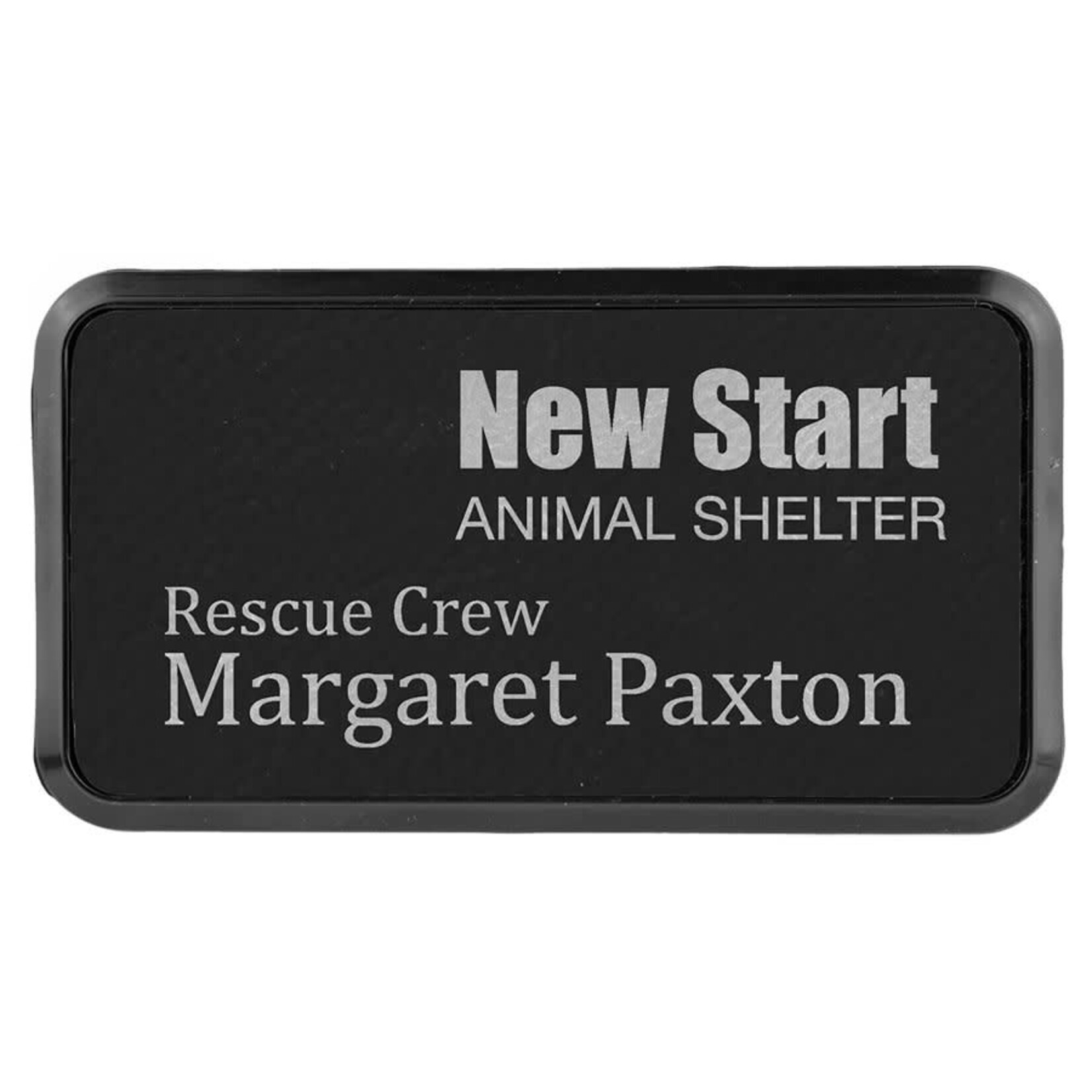 Prim In Proper Leatherette Name Badge Tag 3 x 1.5" w/Frame