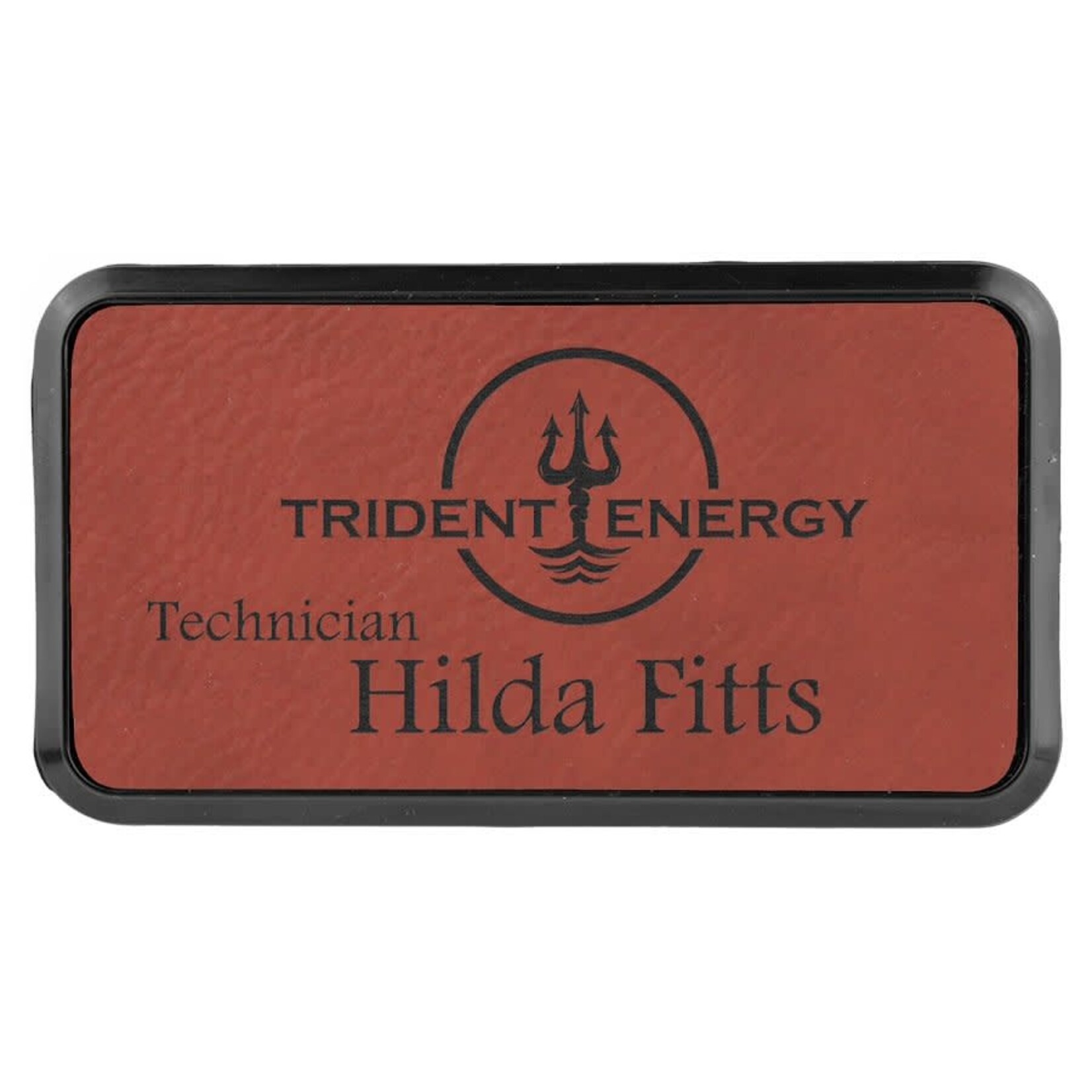 Prim In Proper Leatherette Name Badge Tag 3 x 1.5" w/Frame