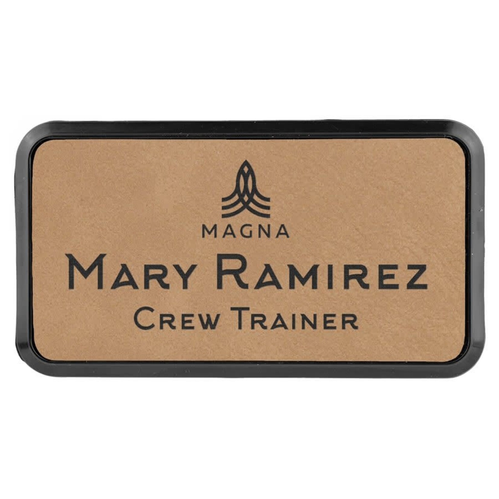 Prim In Proper Leatherette Name Badge Tag 3 x 1.5" w/Frame