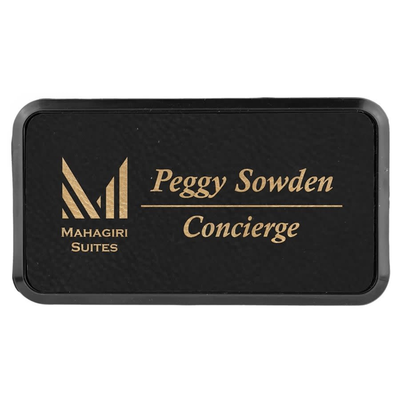 Prim In Proper Leatherette Name Badge Tag 3 x 1.5" w/Frame