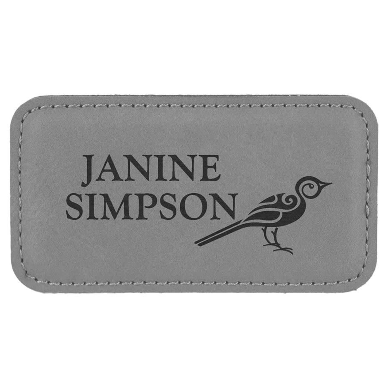 Prim In Proper Leatherette Name Badge Tag 3 x 1.5"