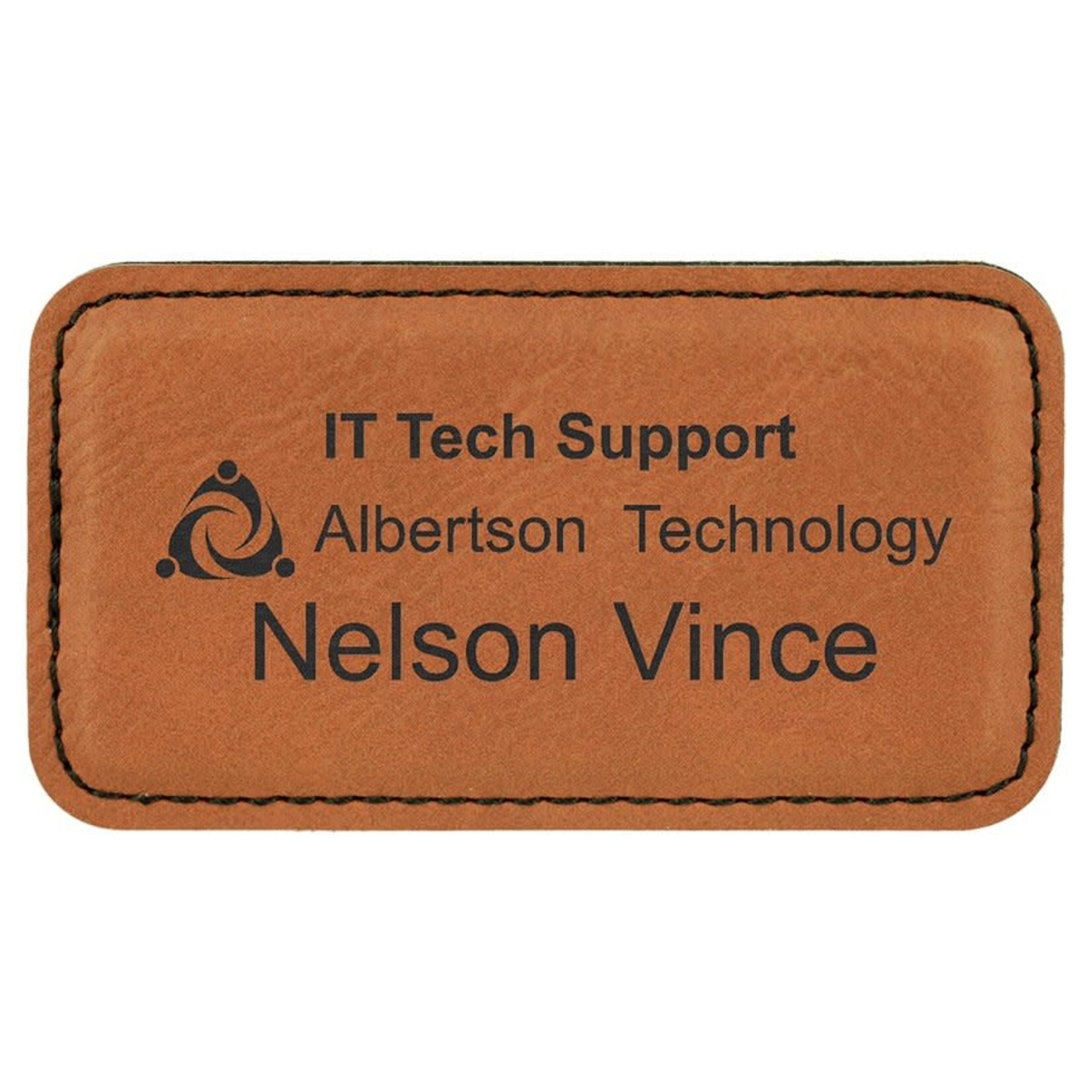 Prim In Proper Leatherette Name Badge Tag 3 x 1.5"