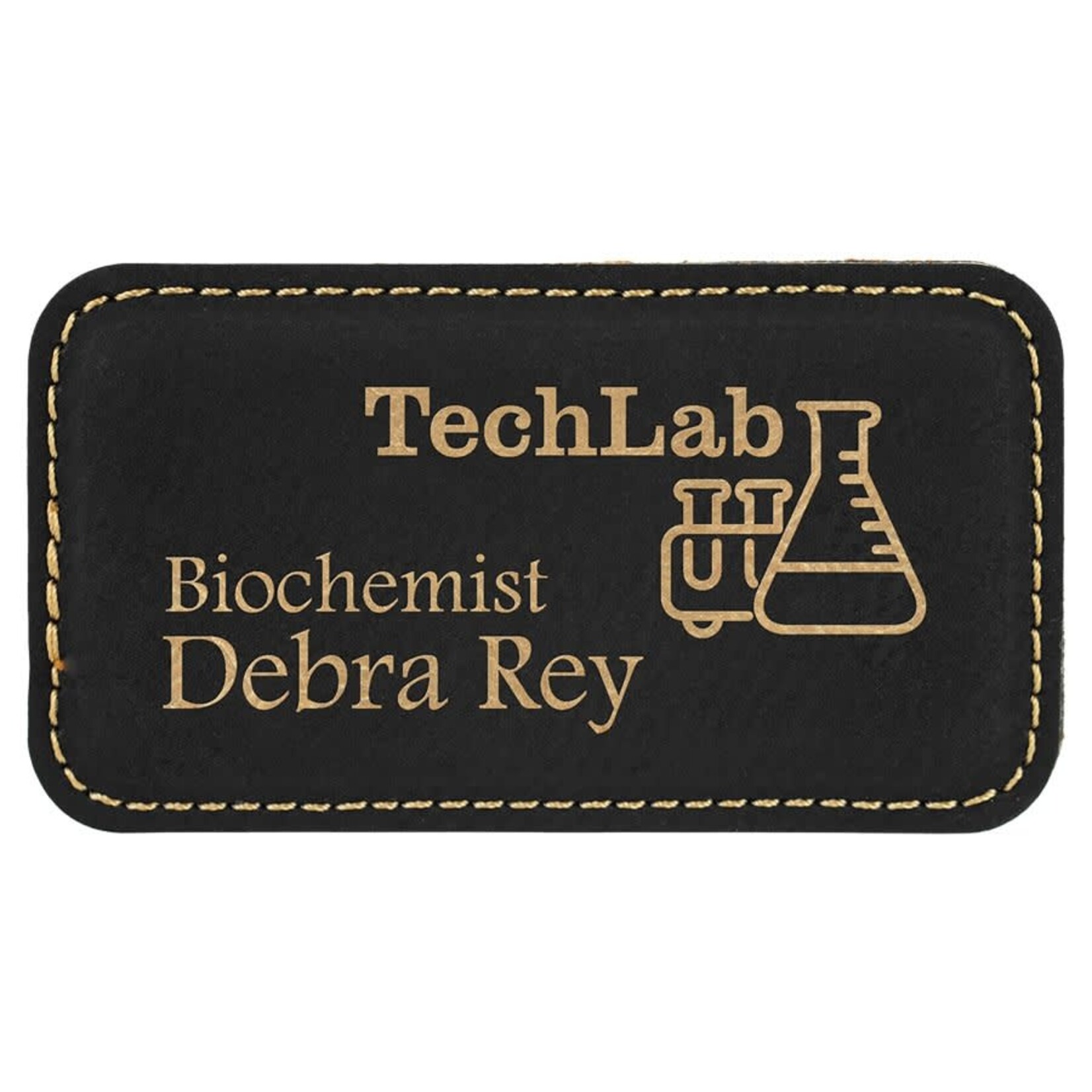 Prim In Proper Leatherette Name Badge Tag 3 x 1.5"