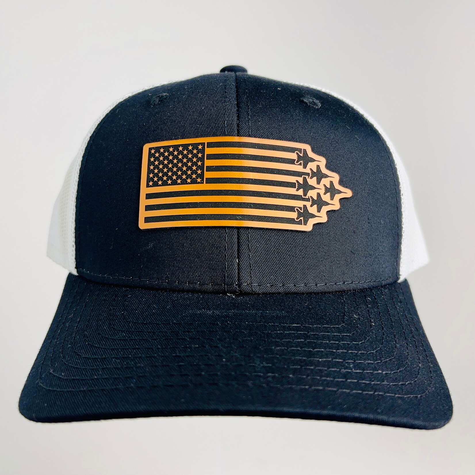 Prim In Proper Trucker Hat Cap US Flag Delta F-18 Jets