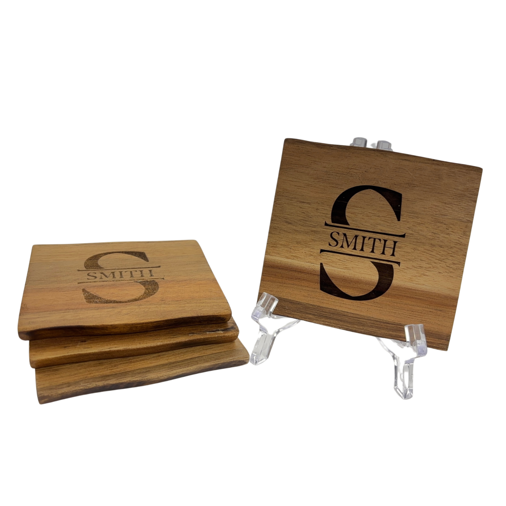 Prim In Proper Custom Engraved Wood Coaster 4" Square Set of 4