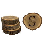 Prim In Proper Log Wood Coaster 4" Set of 4