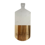 Prim In Proper White Marble/Wood Serving Board - 16.5x7