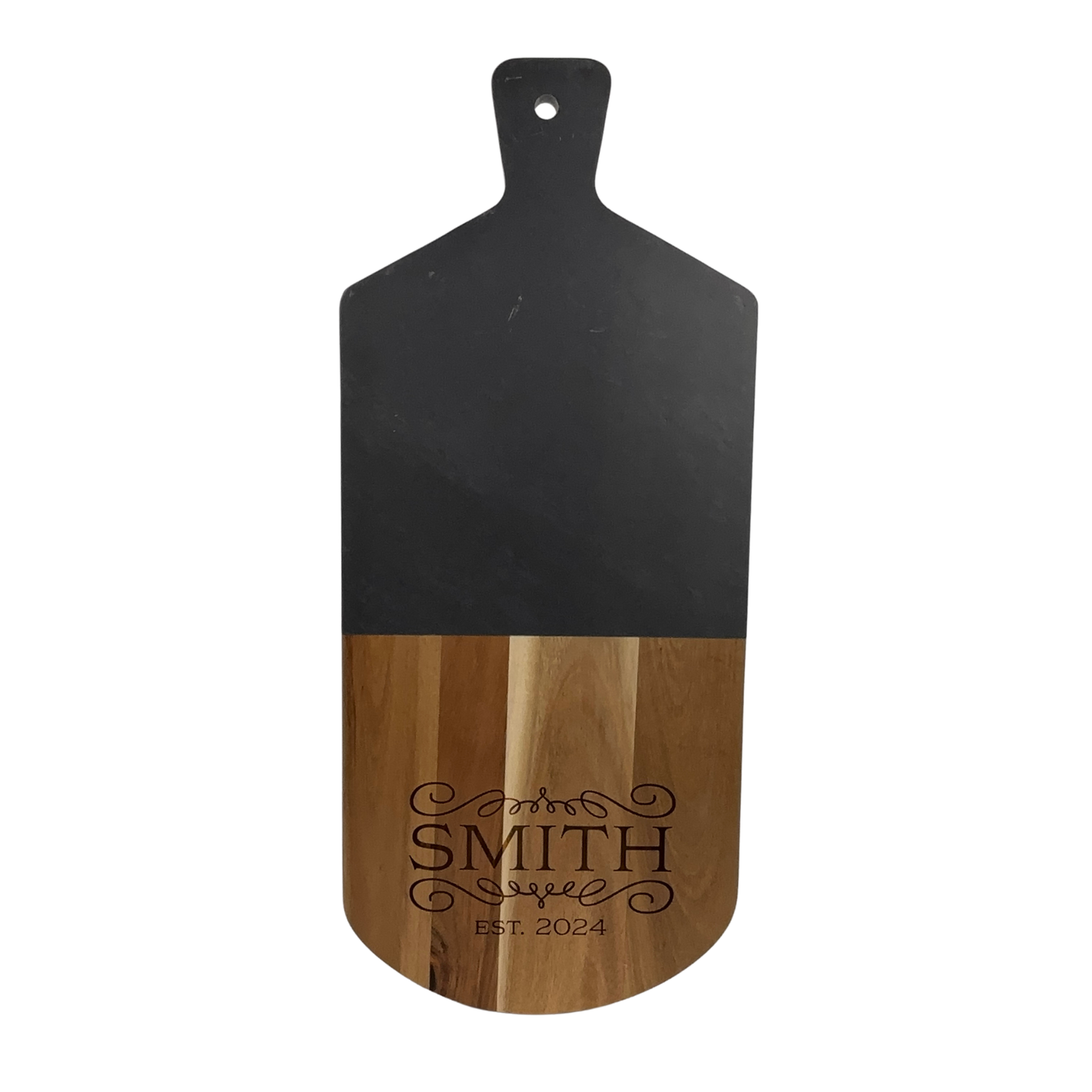 Prim In Proper Custom Engraved Slate/Wood Serving Board - 16.5x7"