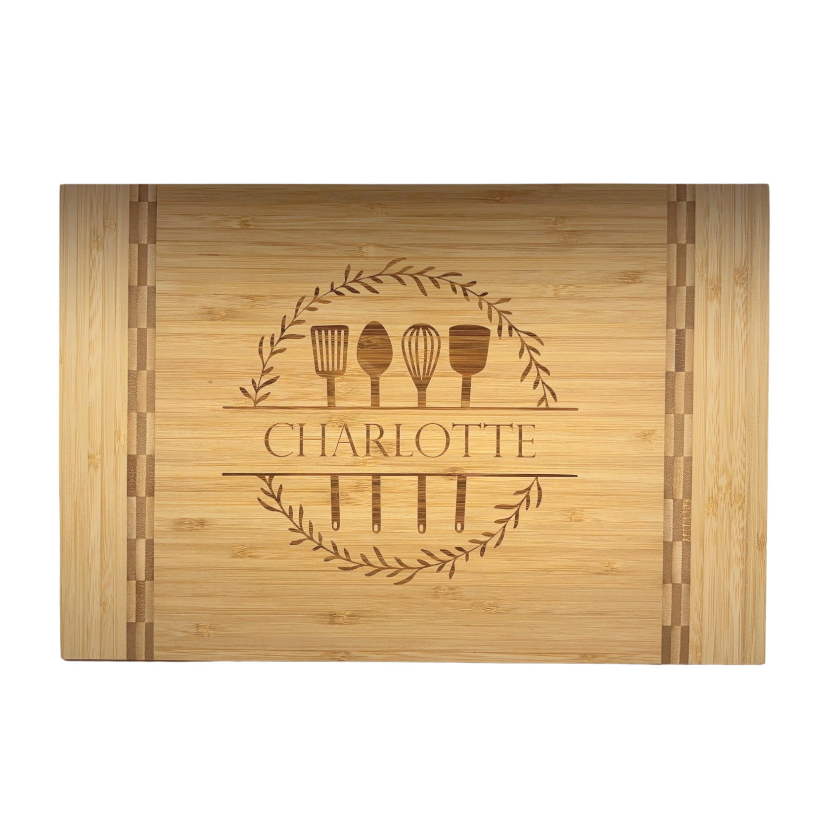 Prim In Proper Custom Engraved Bamboo Serving & Cutting Board w/Inlay 15x10"