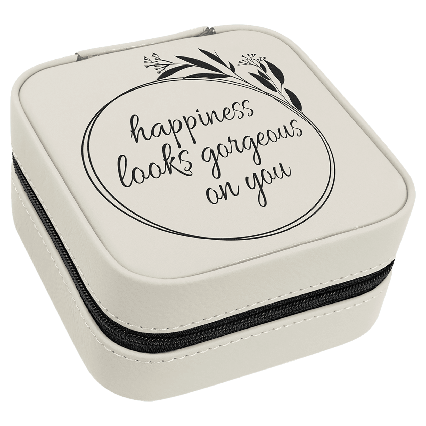 Prim In Proper Custom Engraved Leatherette Travel Jewelry Box