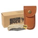 Bison River Bone Folding Knife w/ 3.75" Damascus Steel Blade