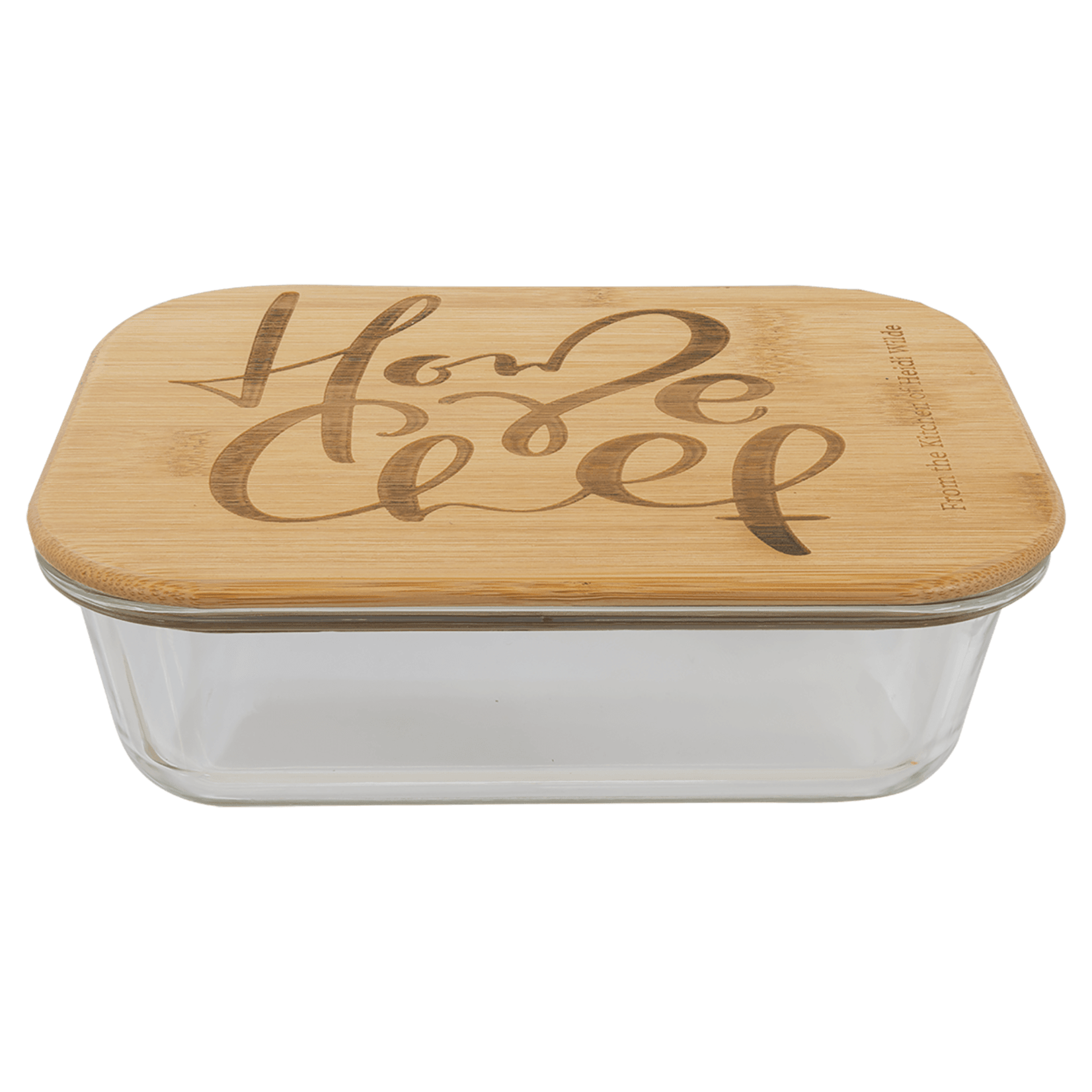 Prim In Proper Custom Engraved Rectangle Glass Food Container with Bamboo Lid