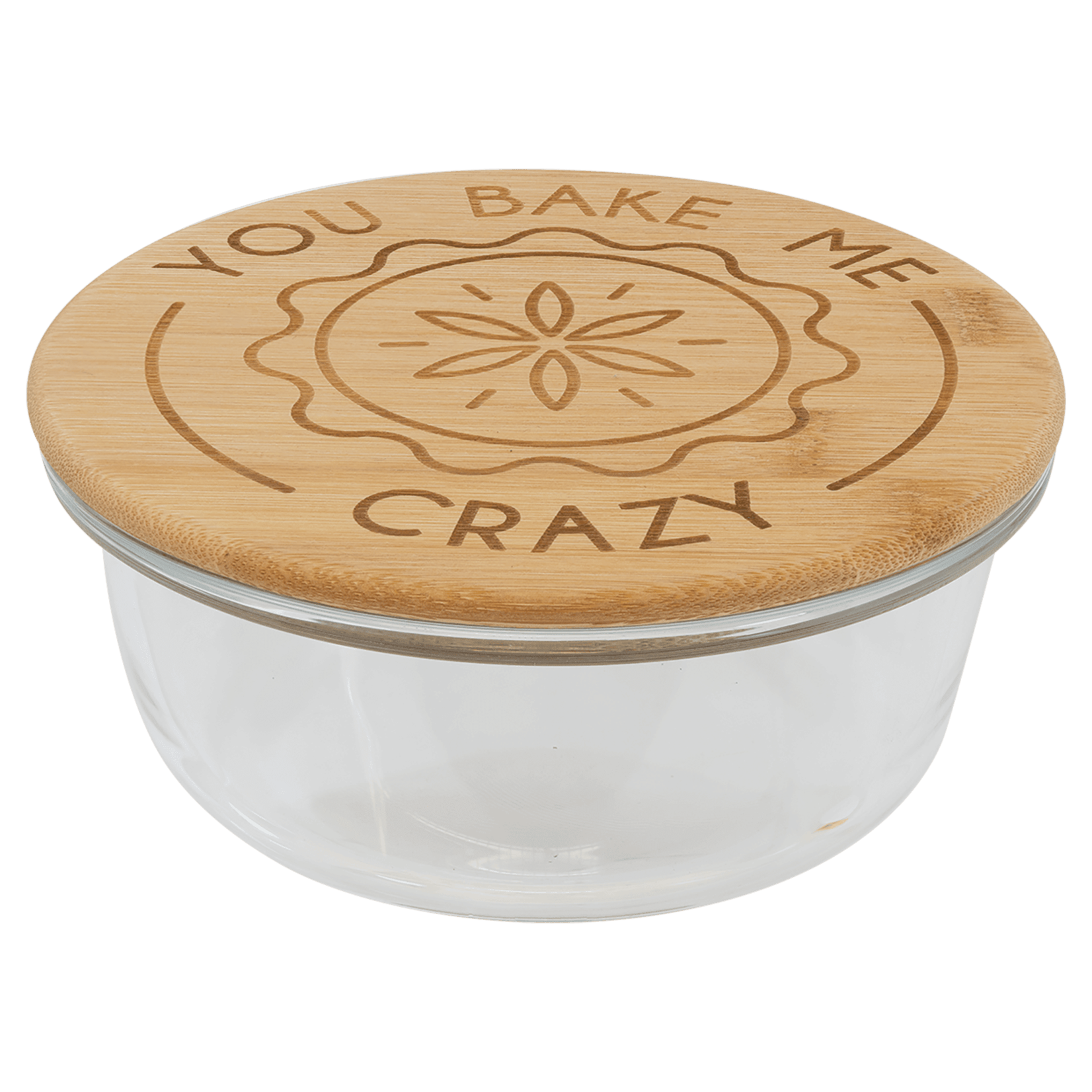 Prim In Proper Custom Engraved Round Glass Food Container with Bamboo Lid