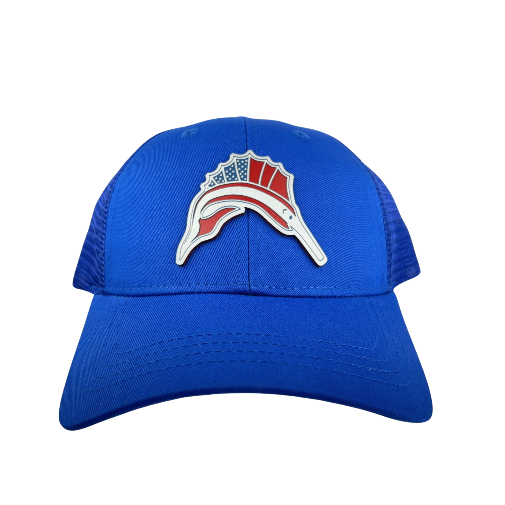 Prim In Proper Trucker Hat Cap Pensacola Beach Sailfish Red White Blue Flag