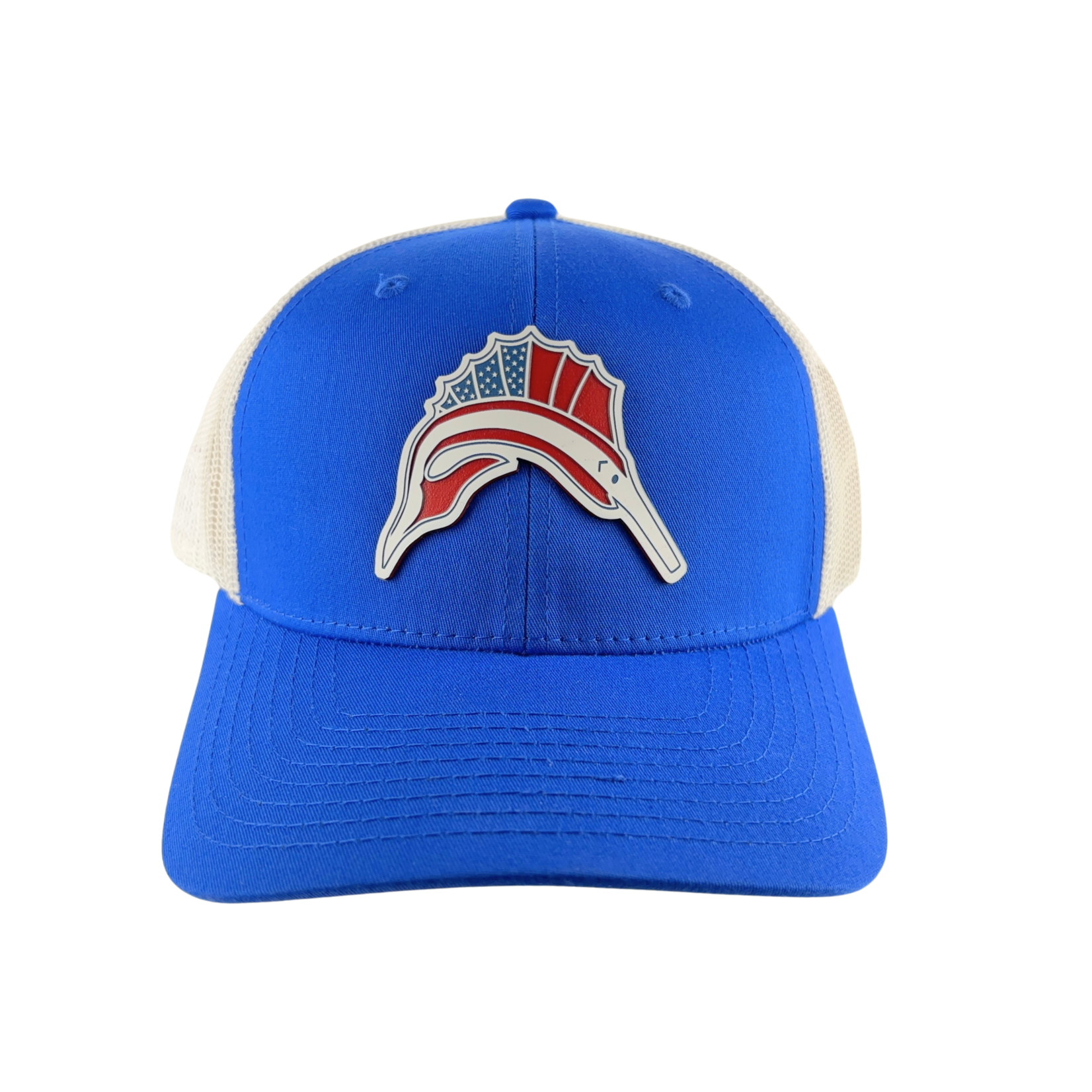 Prim In Proper Trucker Hat Cap Pensacola Beach Sailfish Red White Blue Flag