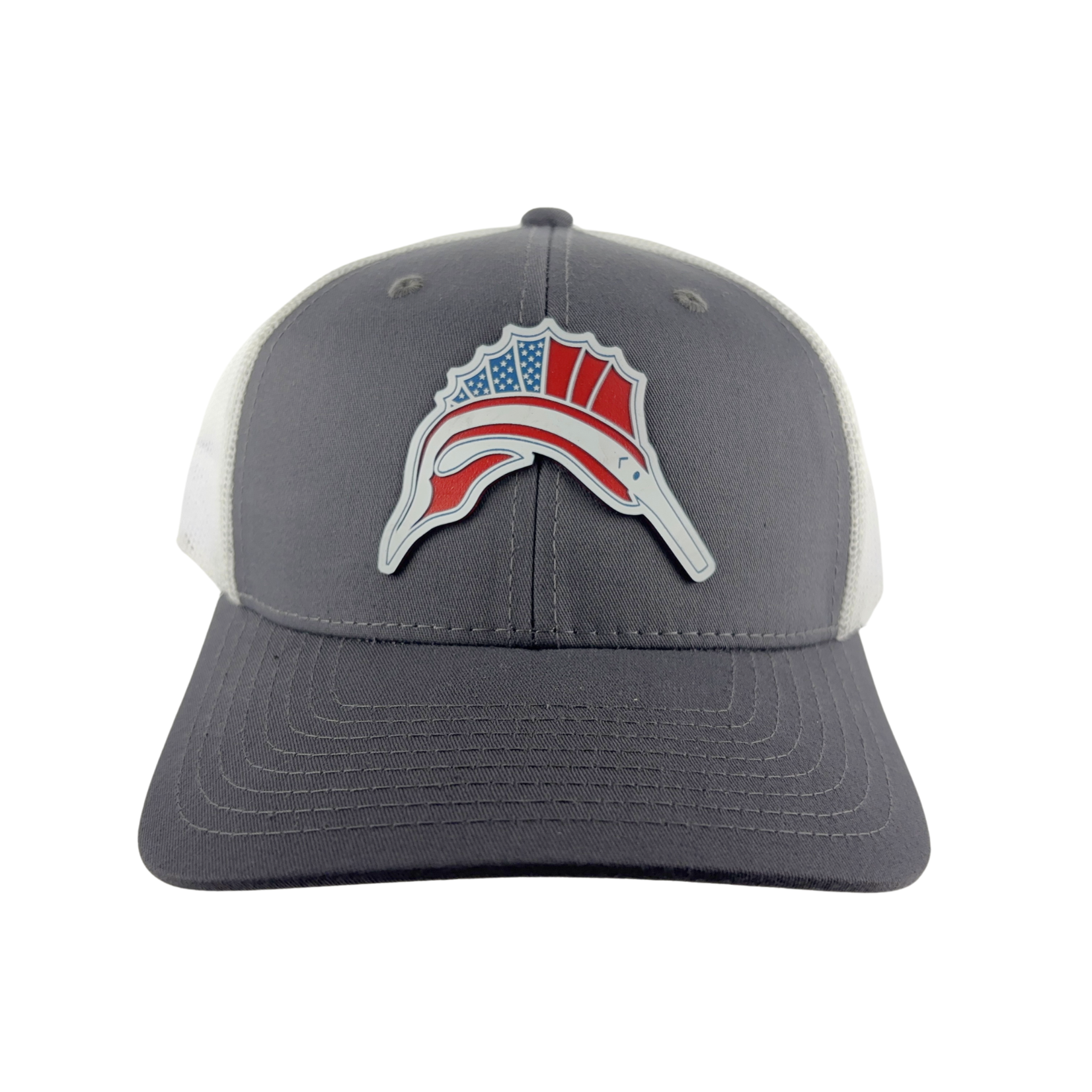 Prim In Proper Trucker Hat Cap Pensacola Beach Sailfish Red White Blue Flag