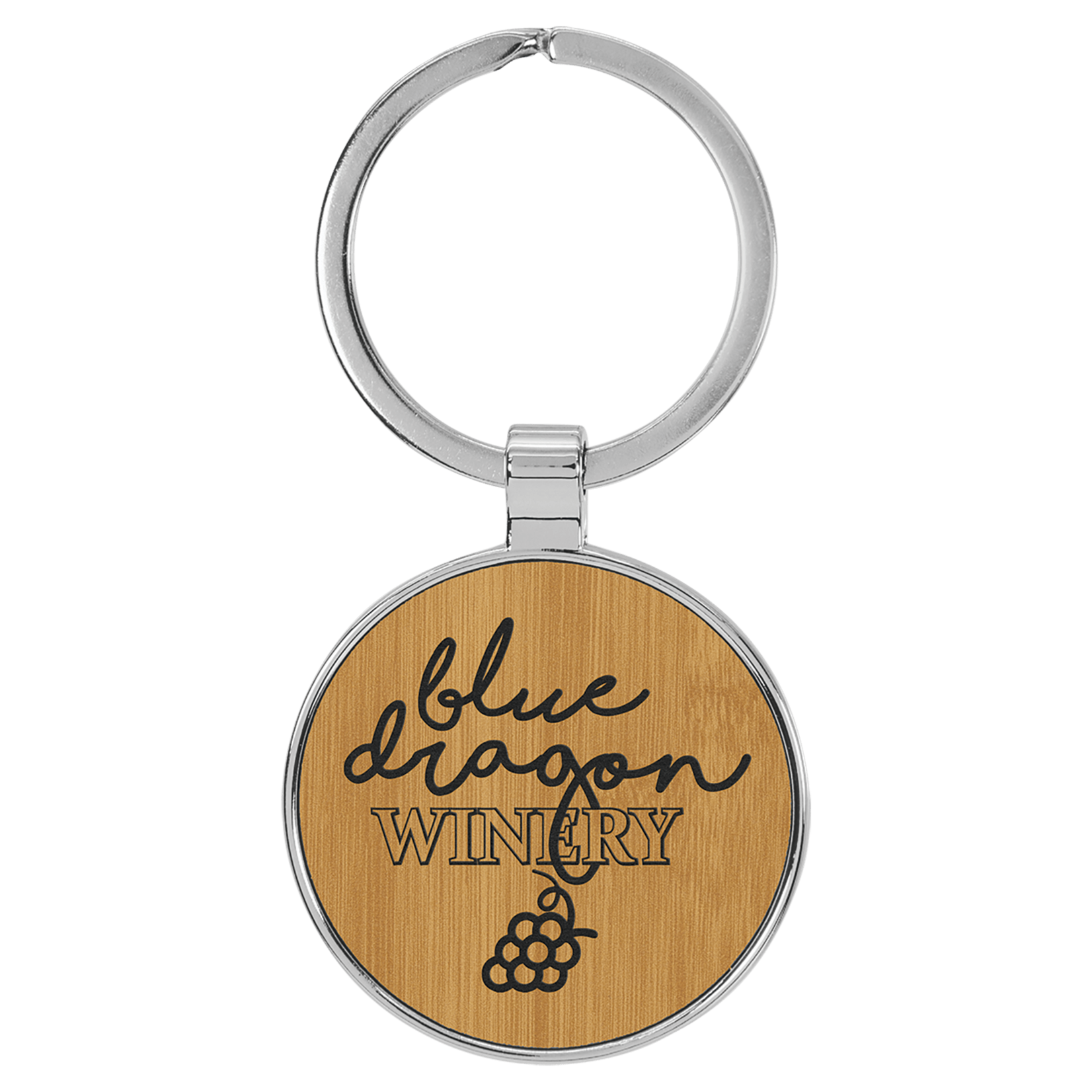 Prim In Proper Custom Engraved Bamboo Wood Grain Keychain Keyring 1.5"