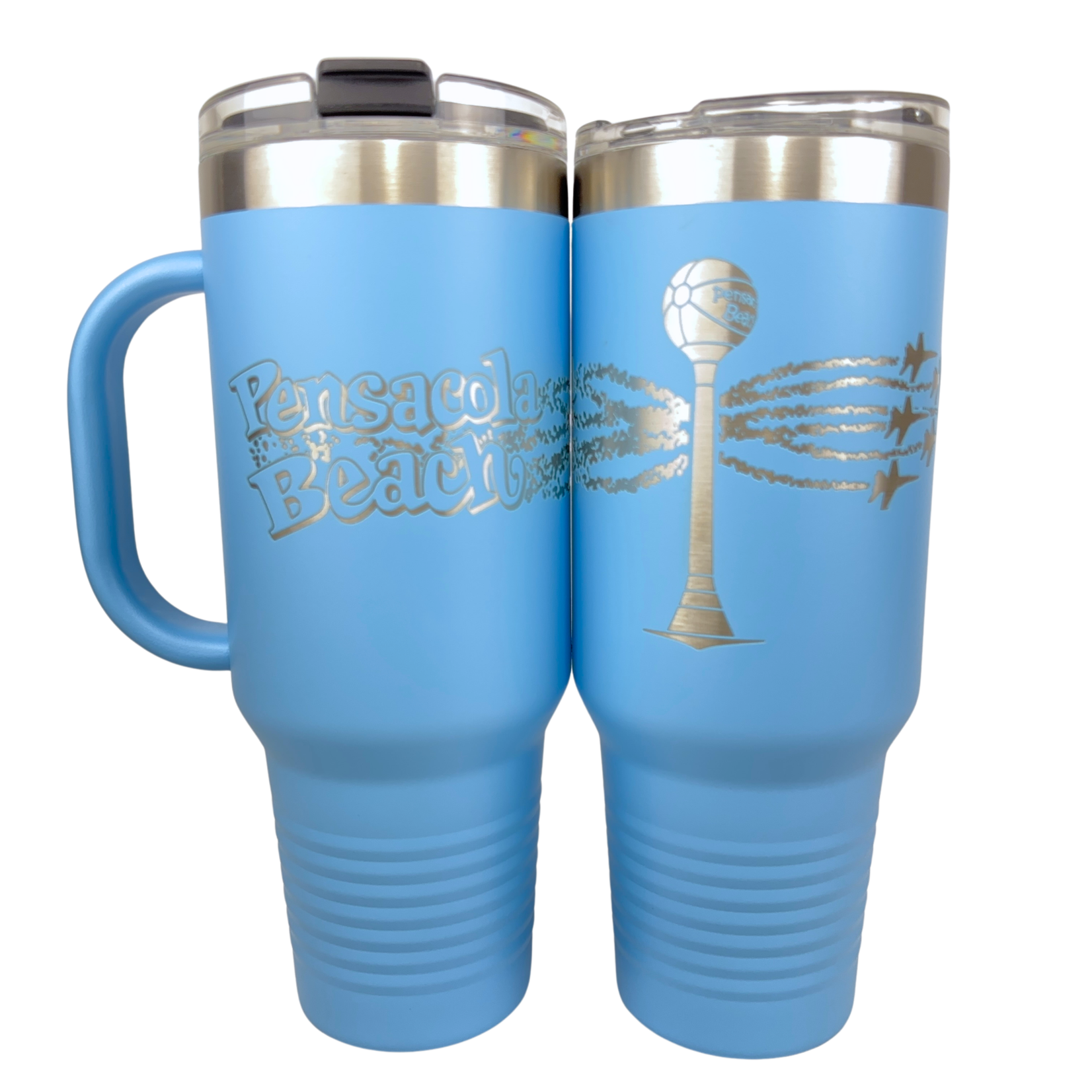 Prim In Proper 40 oz Pensacola Beach Font, Ball & Blues Handled Tumbler