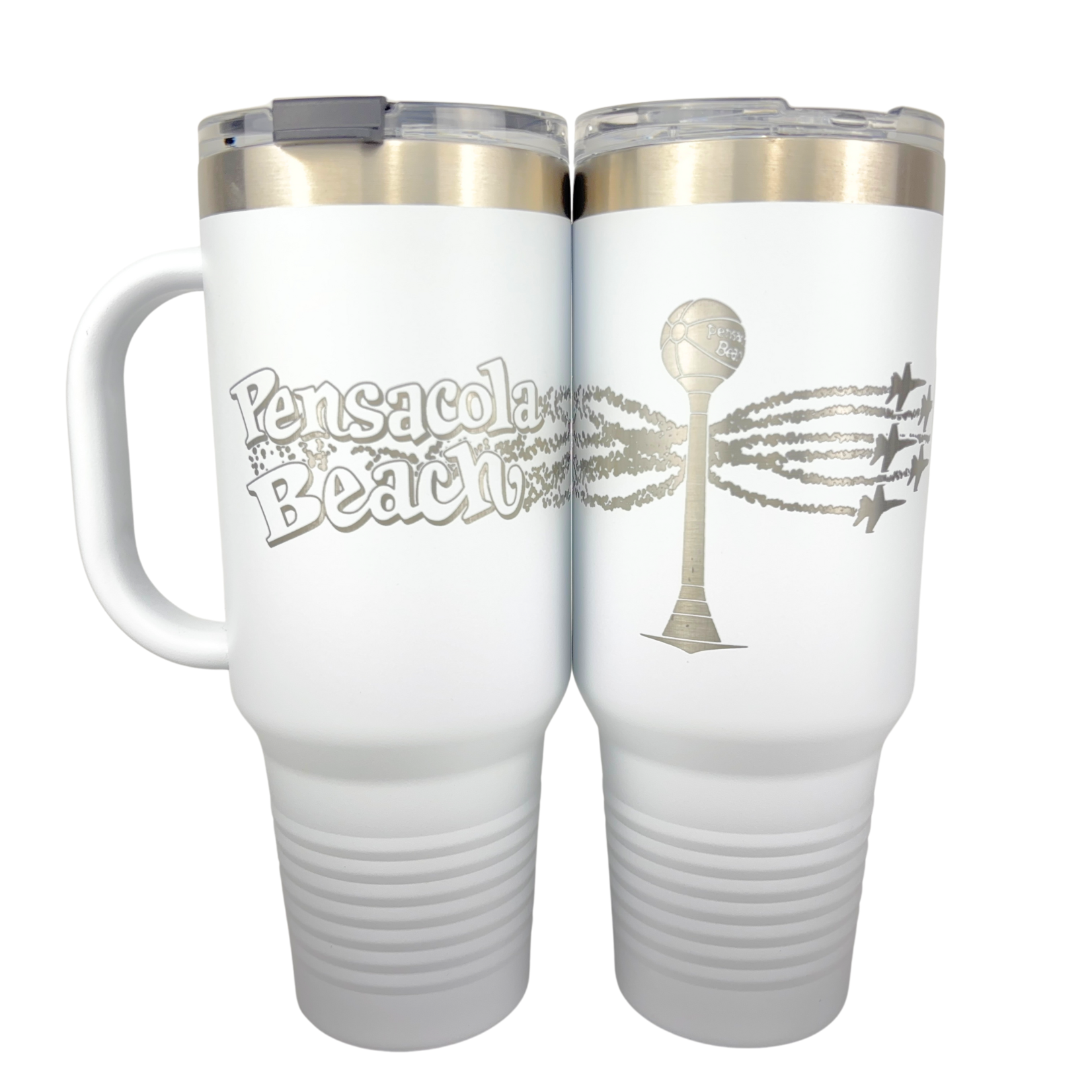 Prim In Proper 40 oz Pensacola Beach Font, Ball & Blues Handled Tumbler
