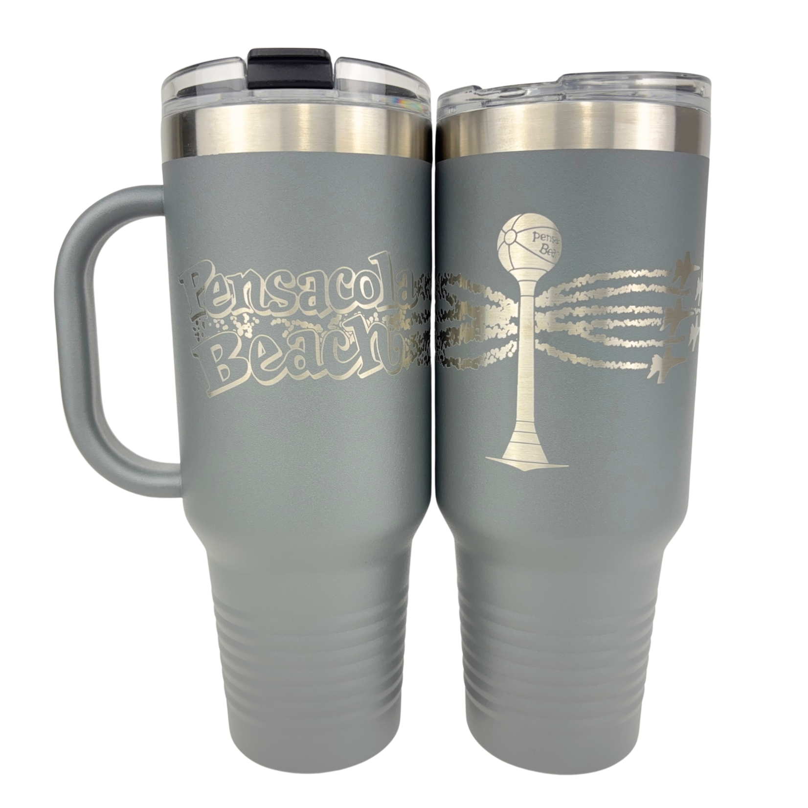 Prim In Proper 40 oz Pensacola Beach Font, Ball & Blues Handled Tumbler