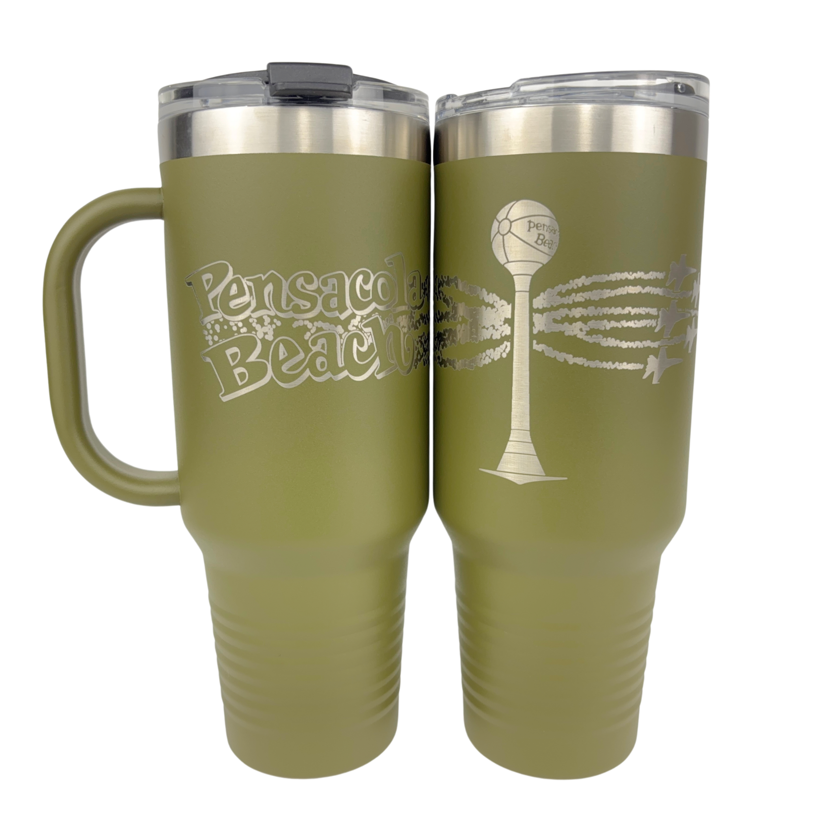Prim In Proper 40 oz Pensacola Beach Font, Ball & Blues Handled Tumbler