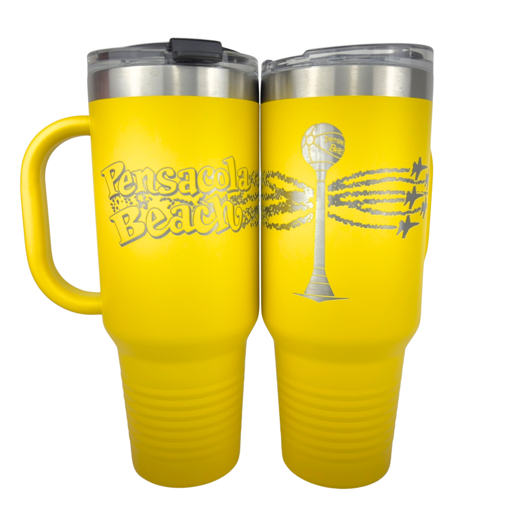 Prim In Proper 40 oz Pensacola Beach Font, Ball & Blues Handled Tumbler
