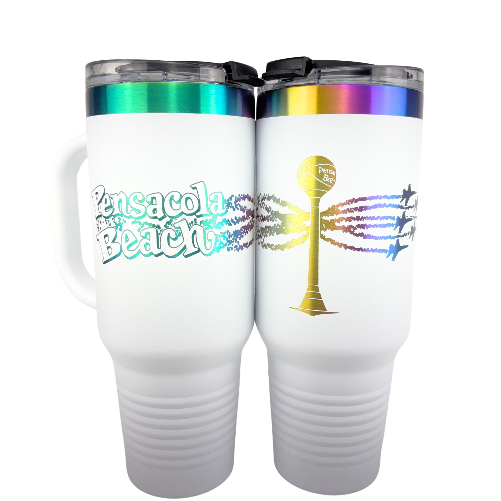 Prim In Proper 40 oz Pensacola Beach Font, Ball & Blues Handled Tumbler