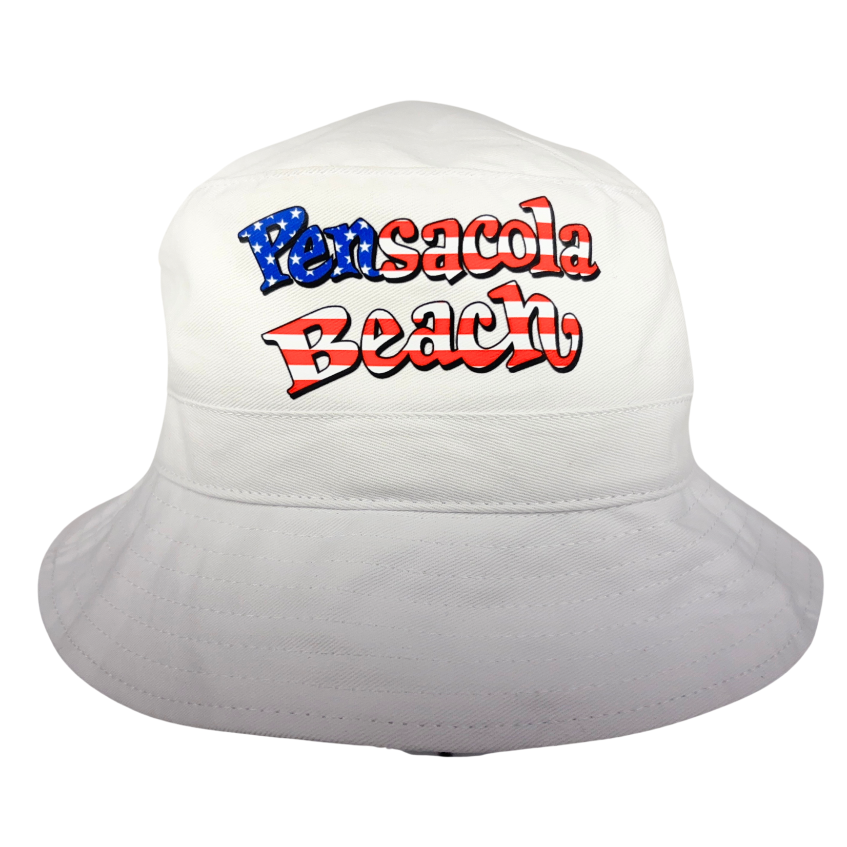 Prim In Proper Bucket Hat Pensacola Beach USA Flag