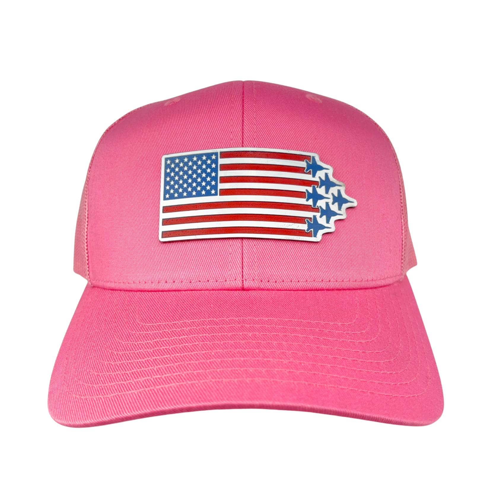 Prim In Proper Trucker Hat Cap US Flag Delta F-18 Jets RWB