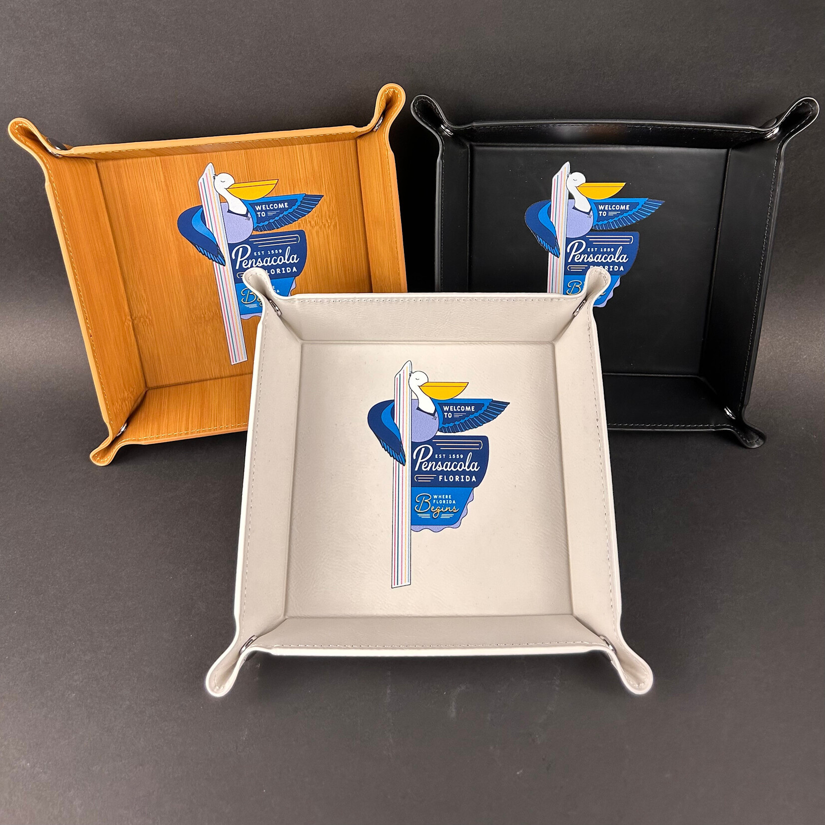 Prim In Proper Pensacola Pelican Welcome Sign Catch-all Snap-up Valet Tray 6x6