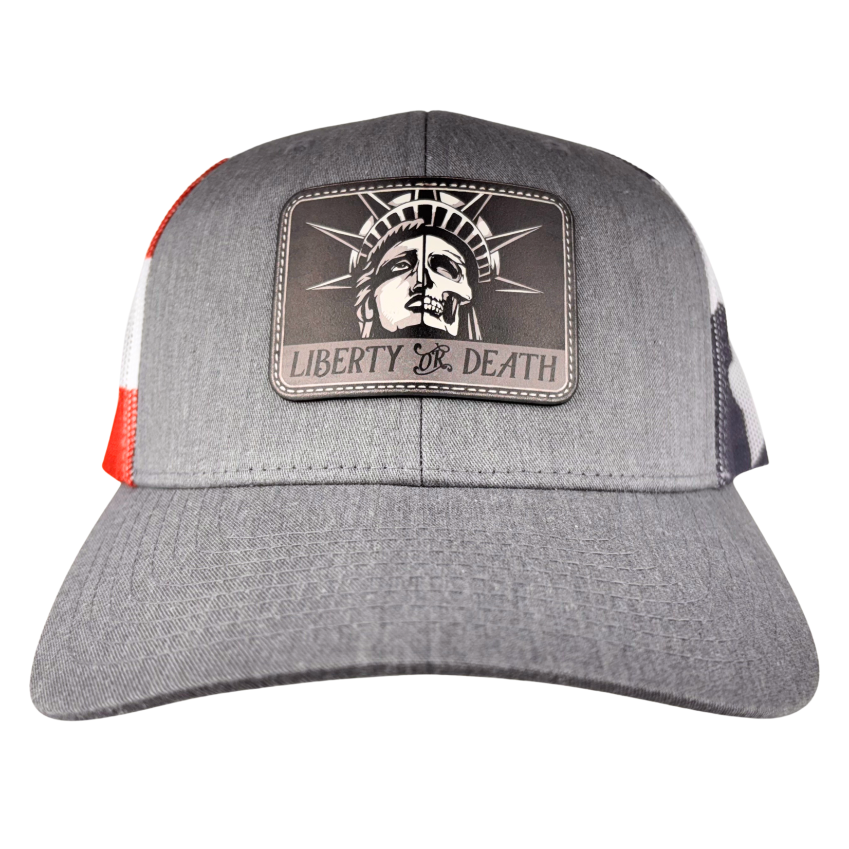 Prim In Proper Trucker Hat 112 Liberty or Death Statue Skull