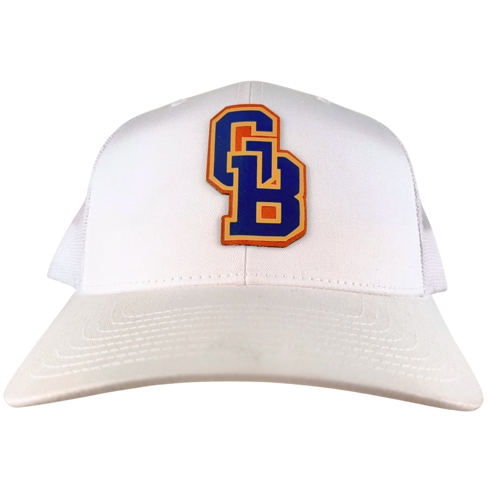 Trucker Hat Cap GB Blue Gold w/ Brown