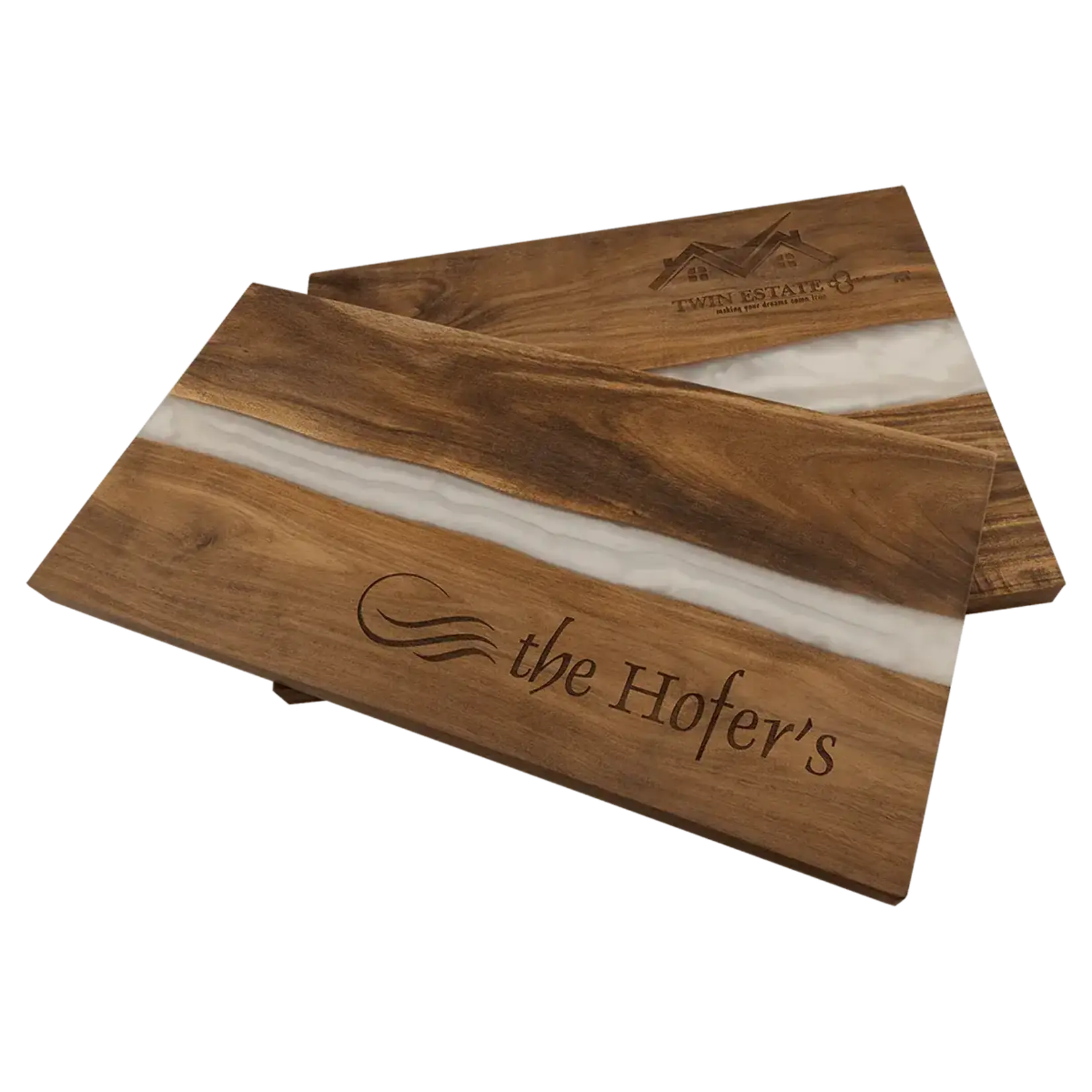 Acacia Wood/White Pearl Resin Serving Cutting Board 18" x 9"