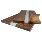 Acacia Wood/White Pearl Resin Serving Cutting Board 15 3/4" x 11 3/4"