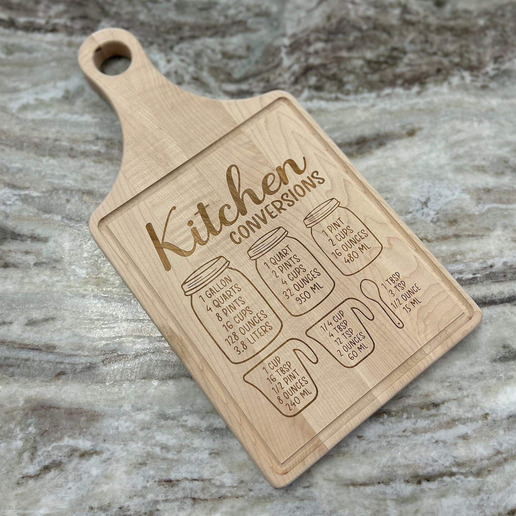 Prim In Proper Maple Cutting Board Paddle w/ Drip Ring 13.5x7" - Kitchen