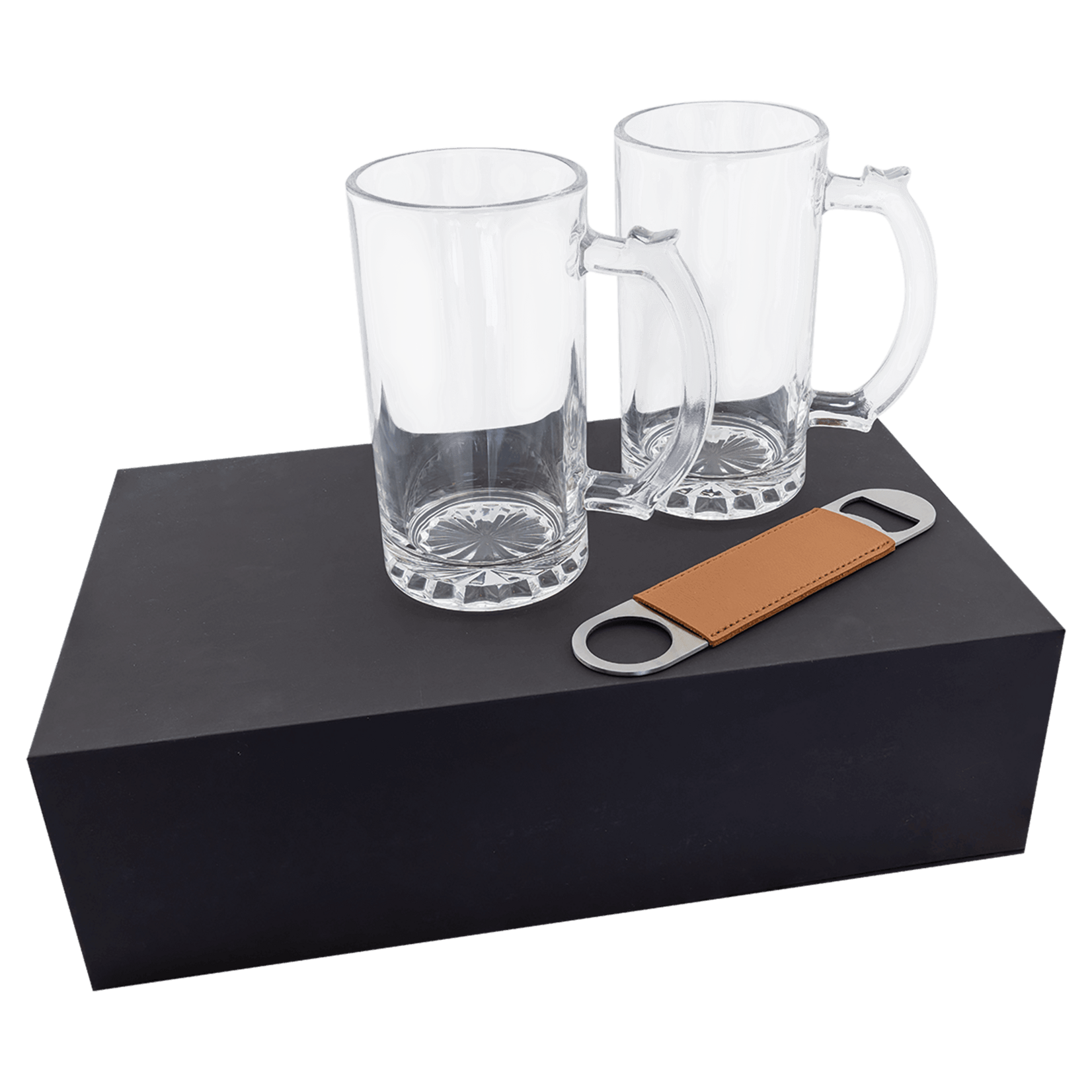 Prim In Proper Beer Mug Set 14 oz. w/ Bottle Opener & Box