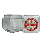 Acopa Square 28 oz Glass Candy Jar - Kringle Candy Cane
