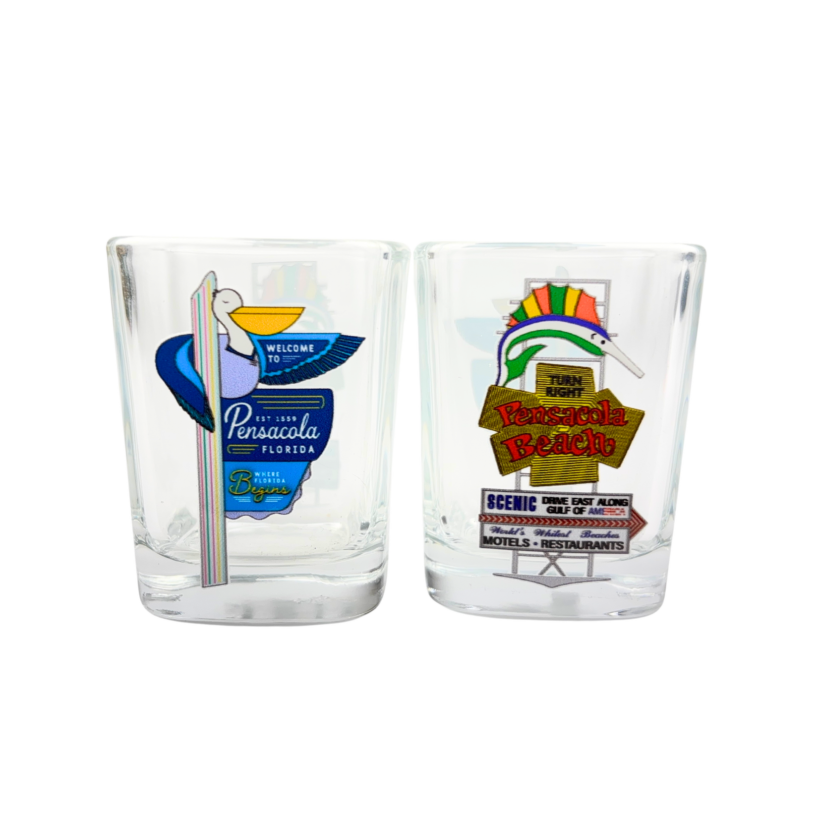 Prim In Proper Shot Glass Square 10.5 oz - PB Sign + Ball