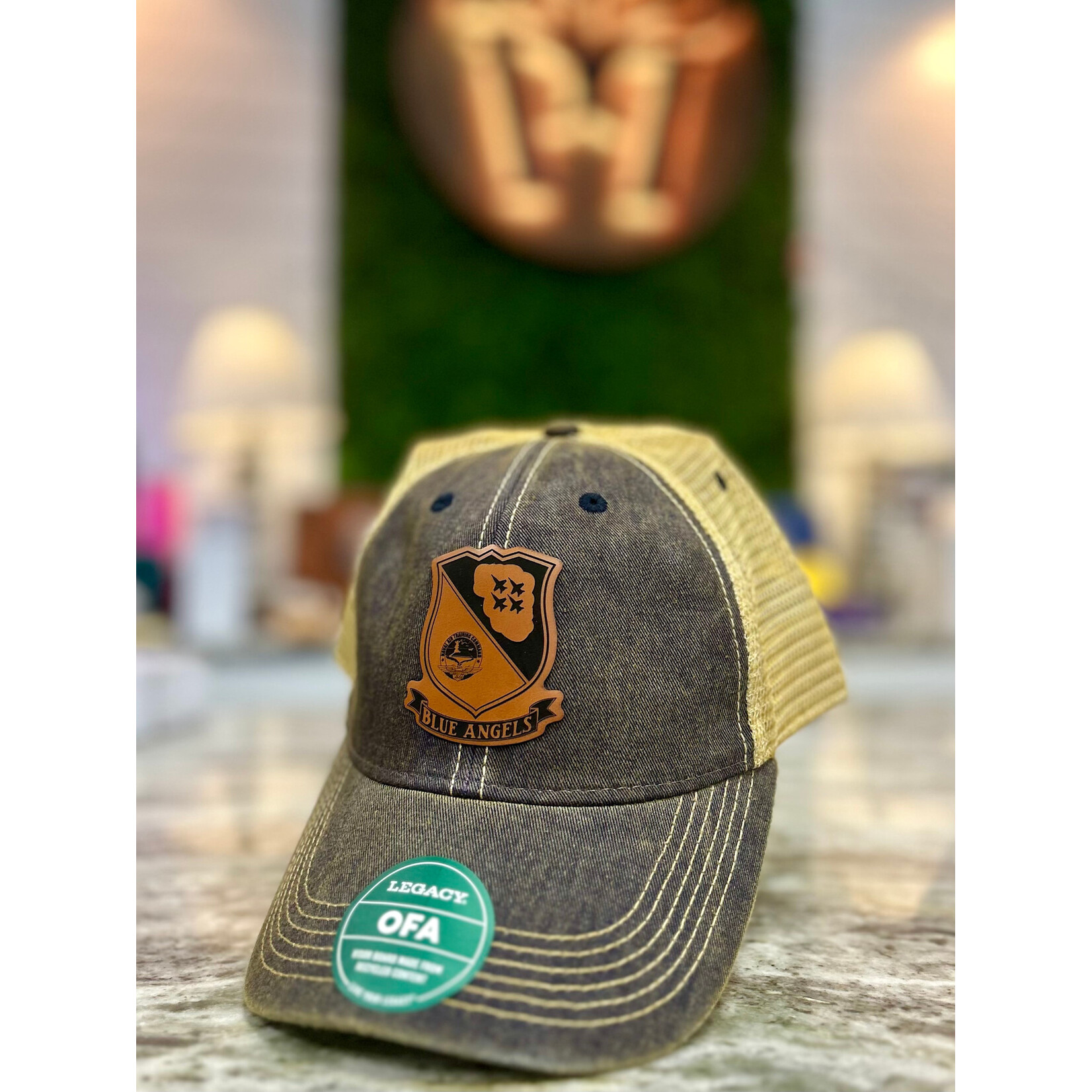 Prim In Proper Blue Angels Legacy OFA Trucker Hat Cap Rawhide