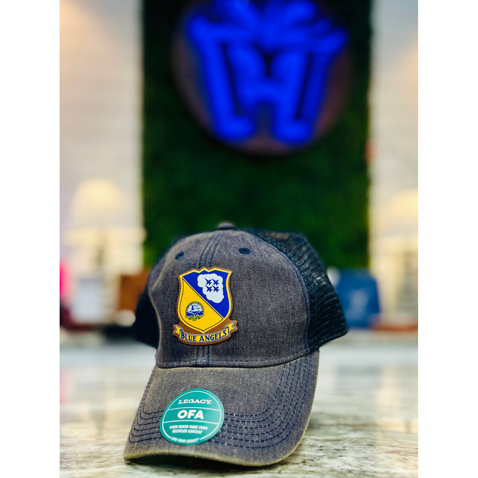 Prim In Proper Blue Angels Legacy OFA Trucker Hat Cap Color